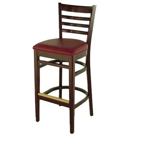 ALSTON QUALITY Alston Quality 3637-30 UP-CHY-Burgundy 30 in. Diana Bar Stool With Upholstered Seat Cherry Frame 3637-30 UP/CHY/Burgundy